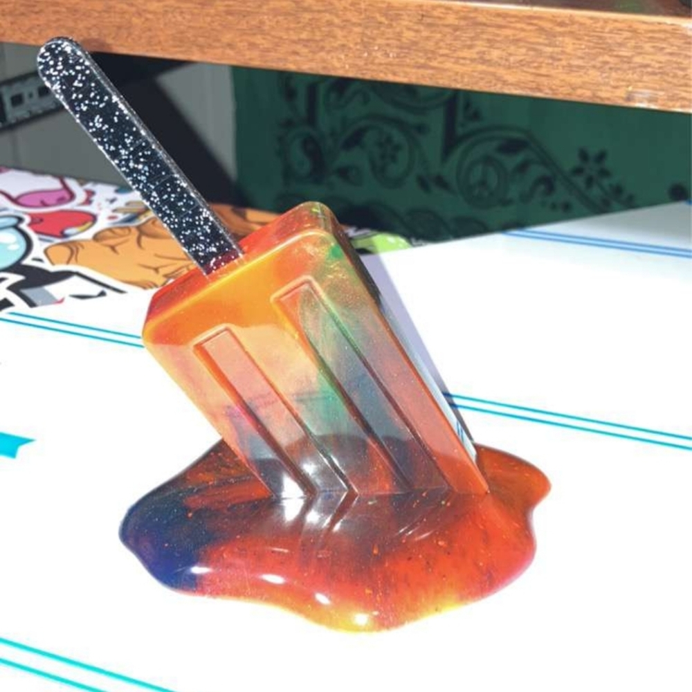 Handcrafted Epoxy Resin Statue Paper Weight Decor -Melting Lollipop / Popsicle - Picture 8 of 15